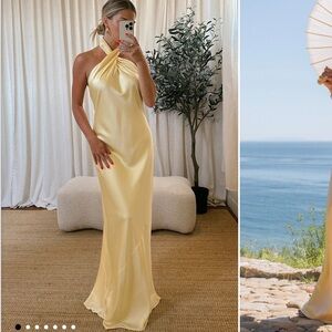 Show Me Your MuMu Satin Yellow Maxi Dress